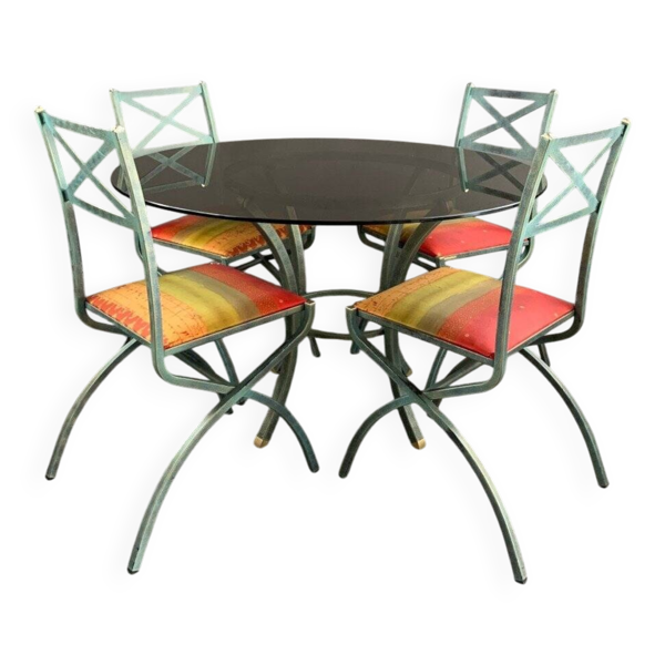 Ensemble De Table Et Chaises Collection “villa D’este” Par Pierre Vandel