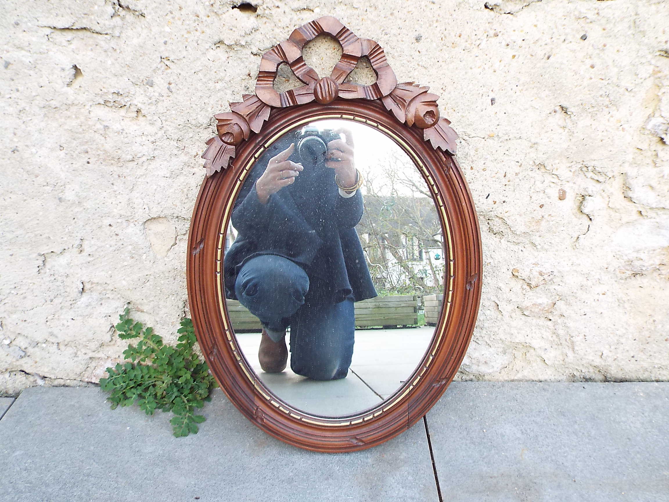 Oval wooden mirror Louis XVI style 54cmx37cm
