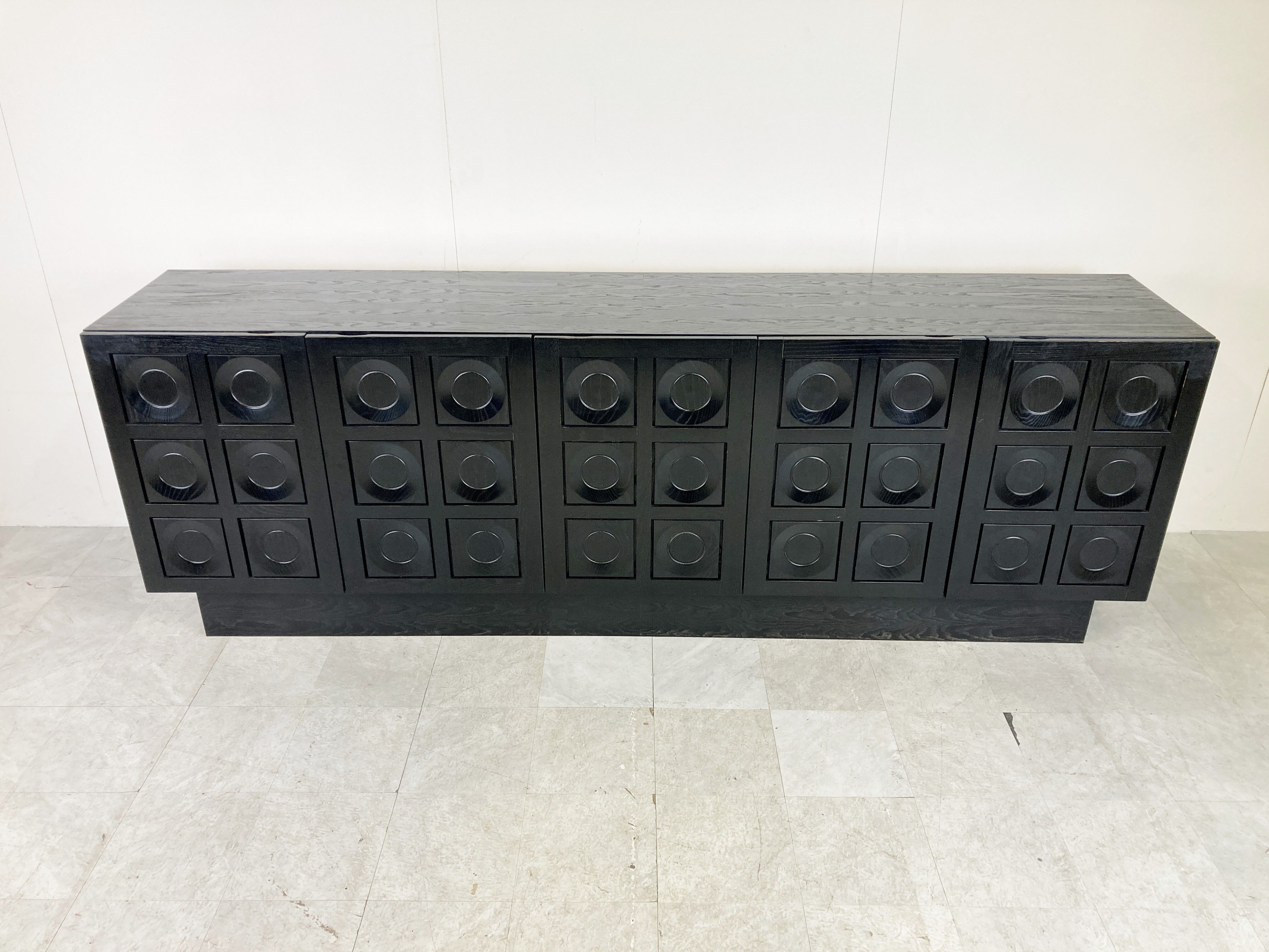 Black brutalist credenza, 1970s