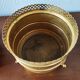 Pair of vintage brass planters with openwork gallery cache-pot.