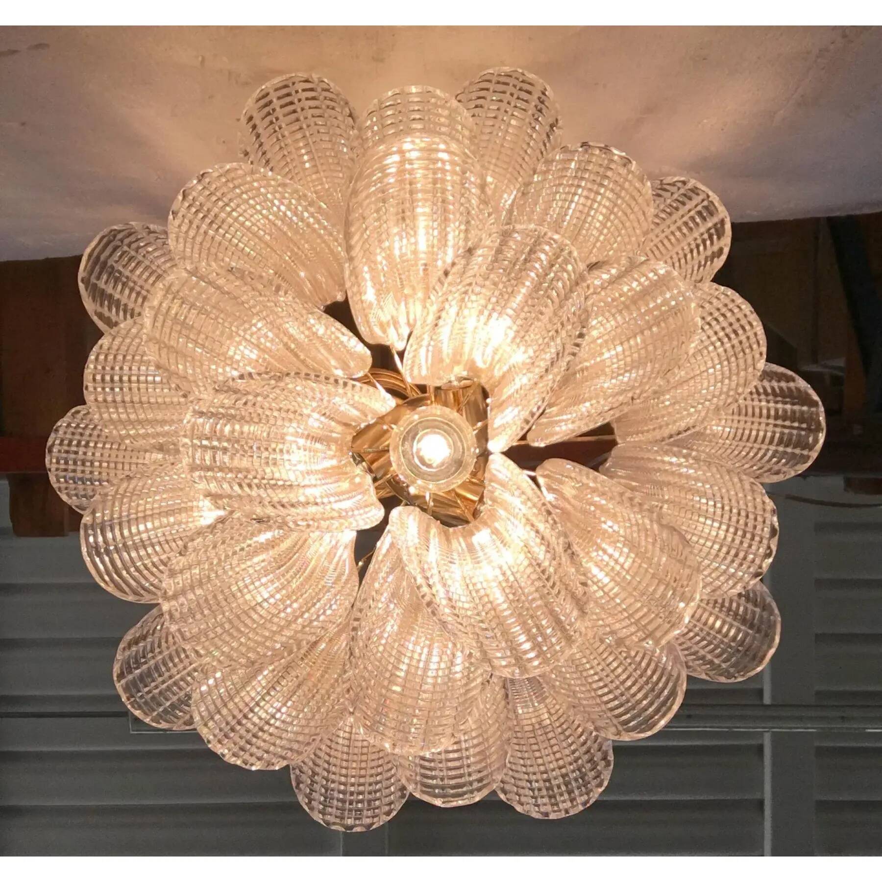Sculptural Pair of Mazzega Style Murano Glass Selle Chandeliers