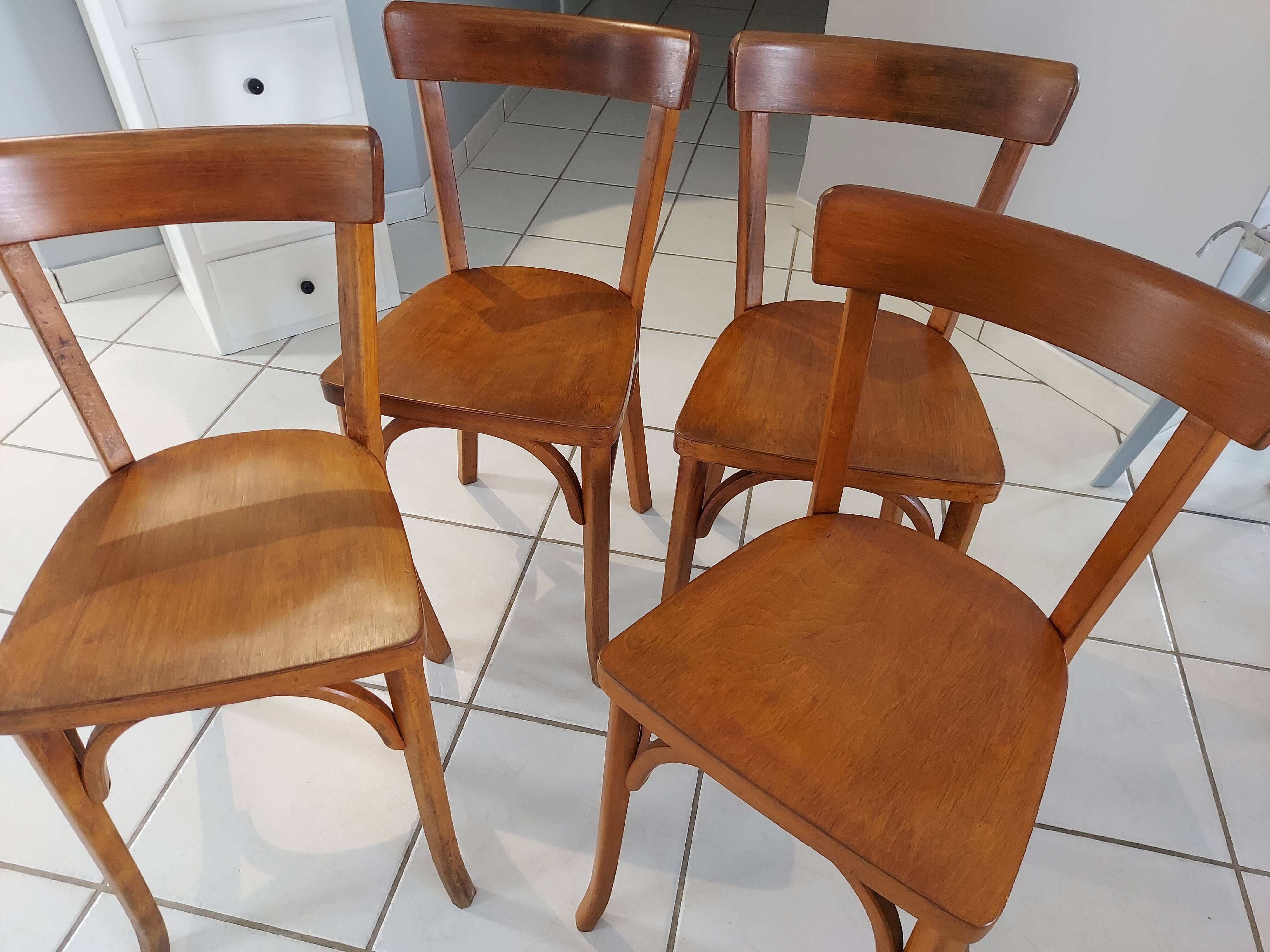 Suite of 4 chairs by Bistrot Baumann vintage 1960s