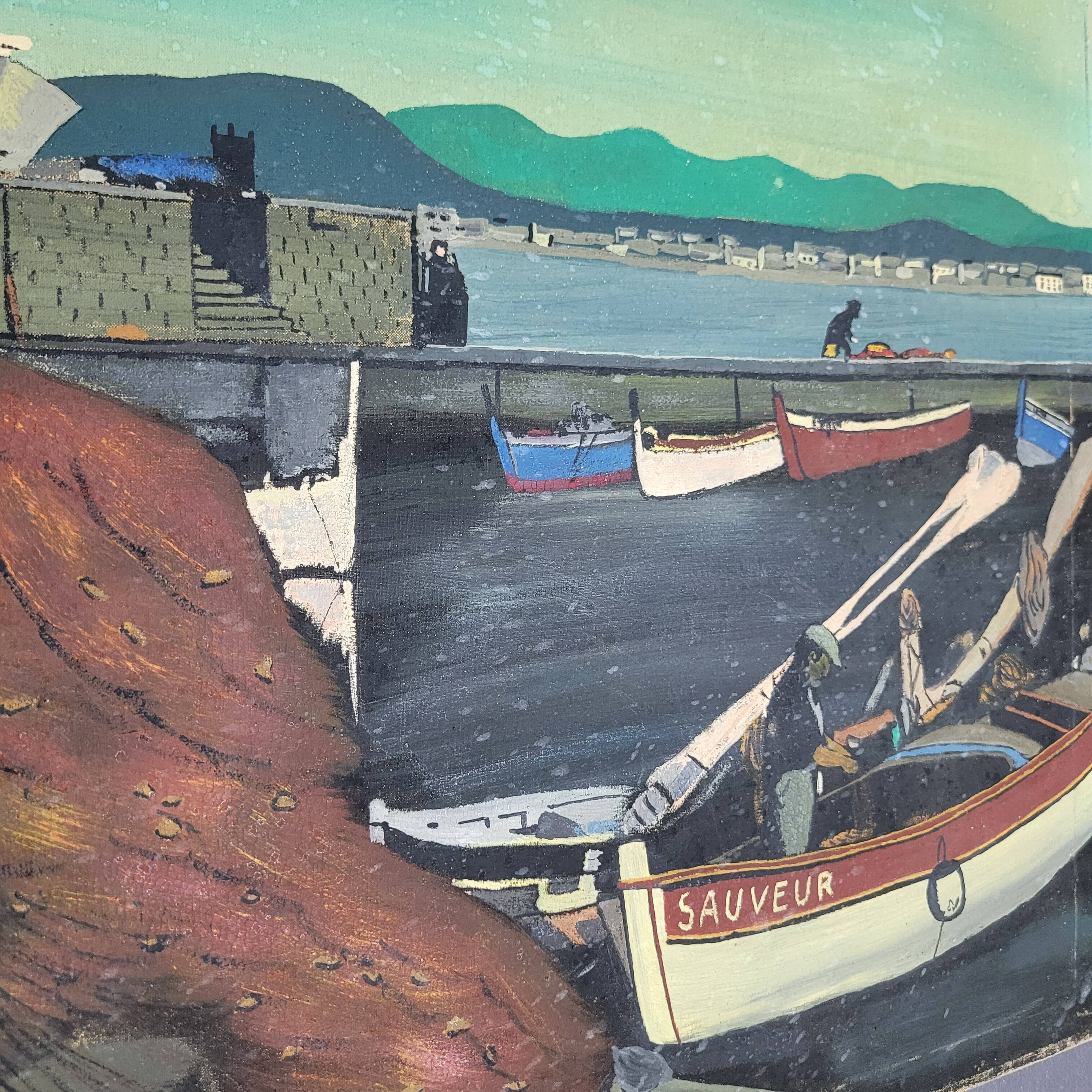 Oil painting on canvas in the style of Corto Maltes 20th century