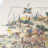 Old Limousin map illustrated Jacques Liozu 1951