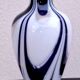 Murano glass vase, marbled navy blue, white and translucent.