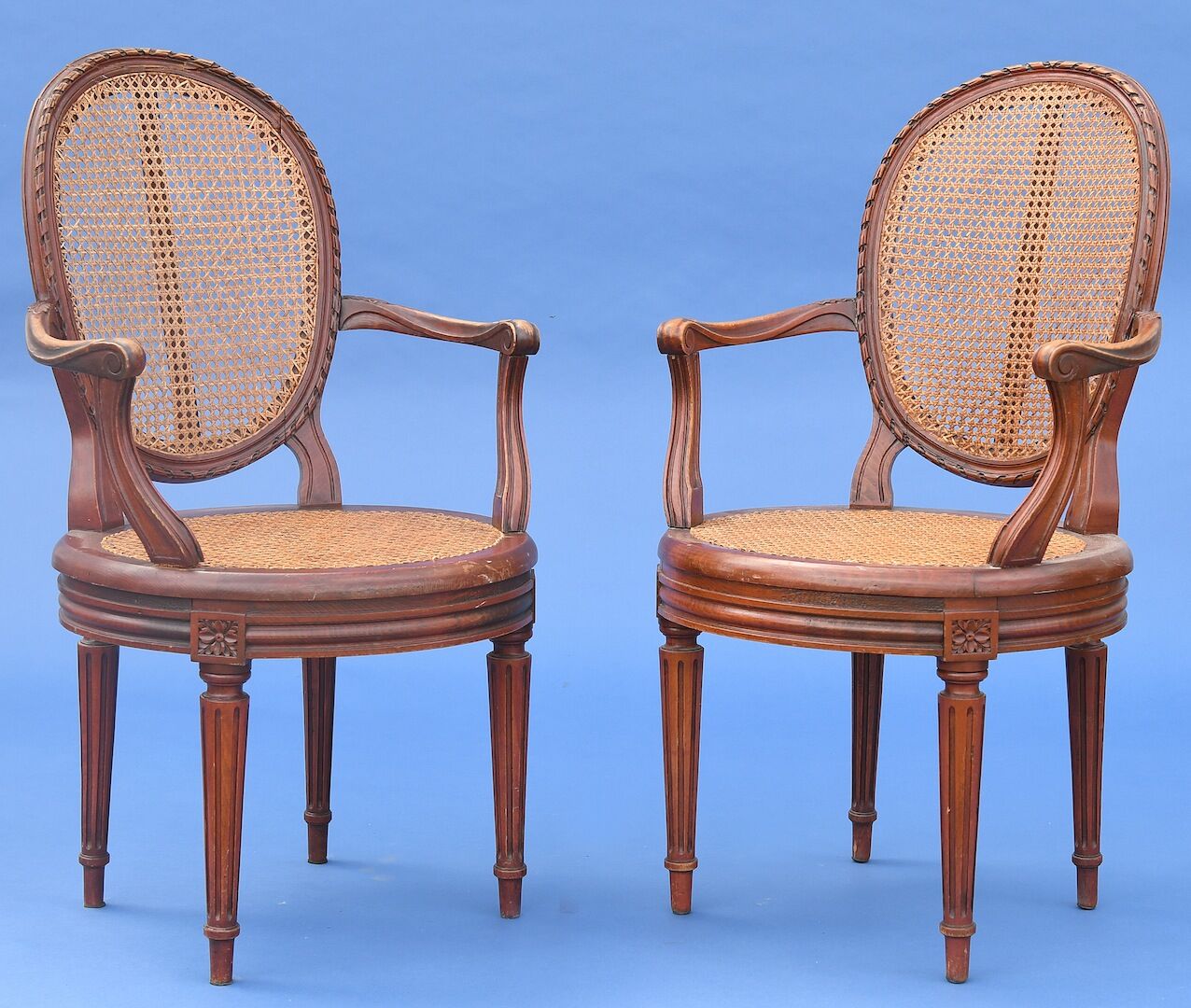 Pair of Louis XVI-style canne chairs