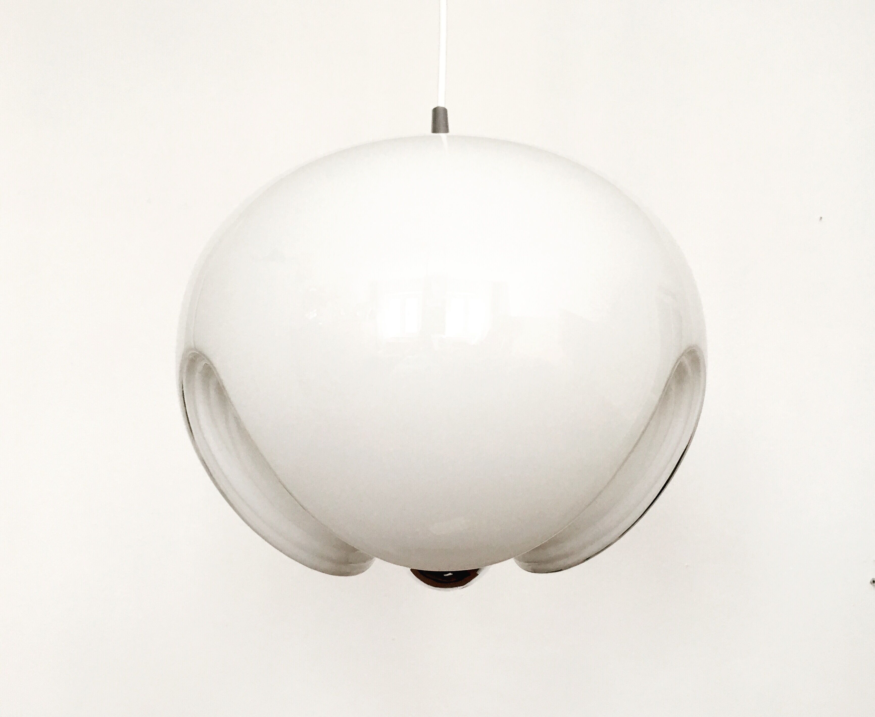 White glass Wave pendant lamp by Koch and Lowy for Peill and Putzler