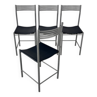 Lot de 4 chaises de salle à manger italiennes postmodernes, années 1980