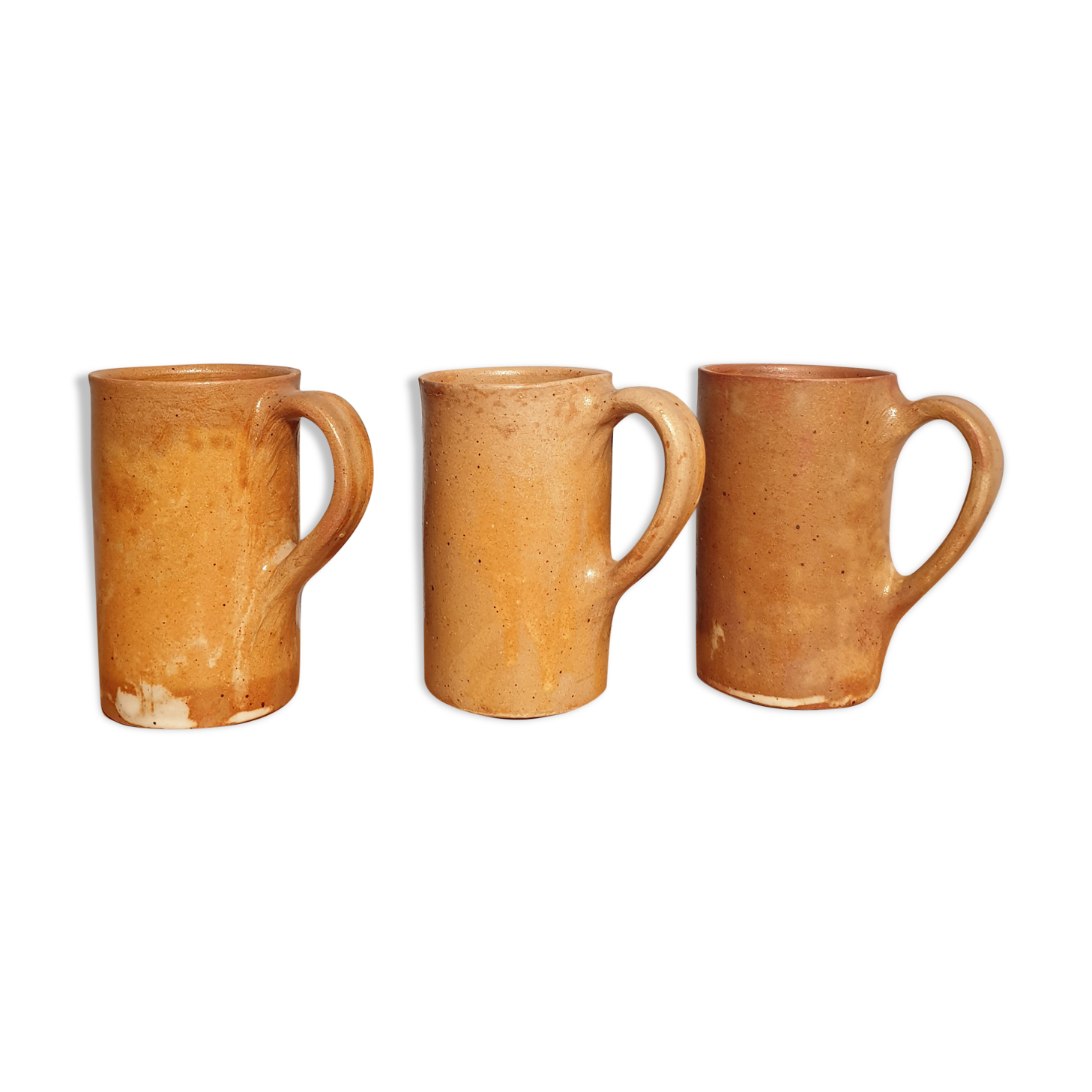 Set of three large sandstone mugs