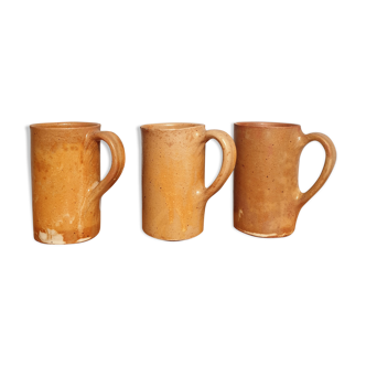 Set of three large sandstone mugs