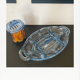 Dish servant aperitif blue glass art deco
