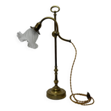 1900s style desk lamp with old crystal lampshade, up and down system