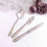 Set of three silver-plated cutlery with monograms and hallmarks