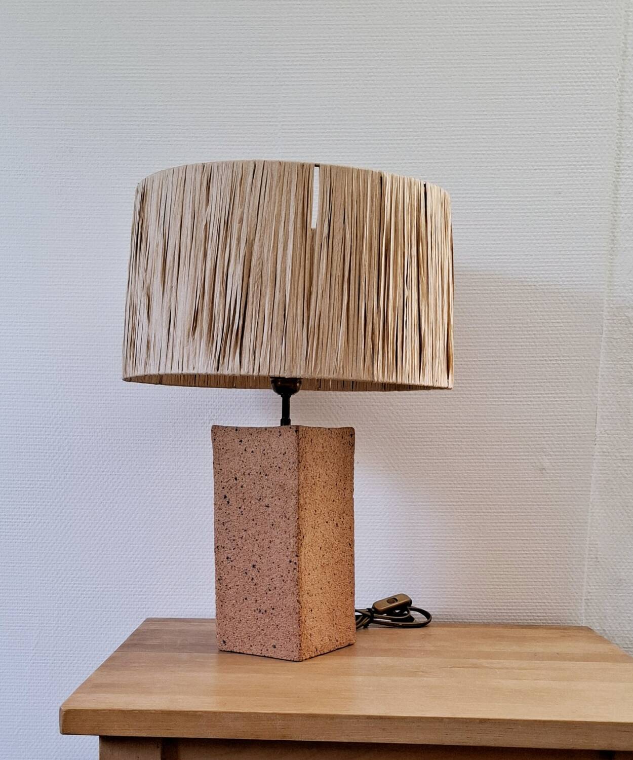 Large lamp in raw ceramic