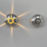 Pair of vintage wall lights, brushed aluminium, France, 1970.