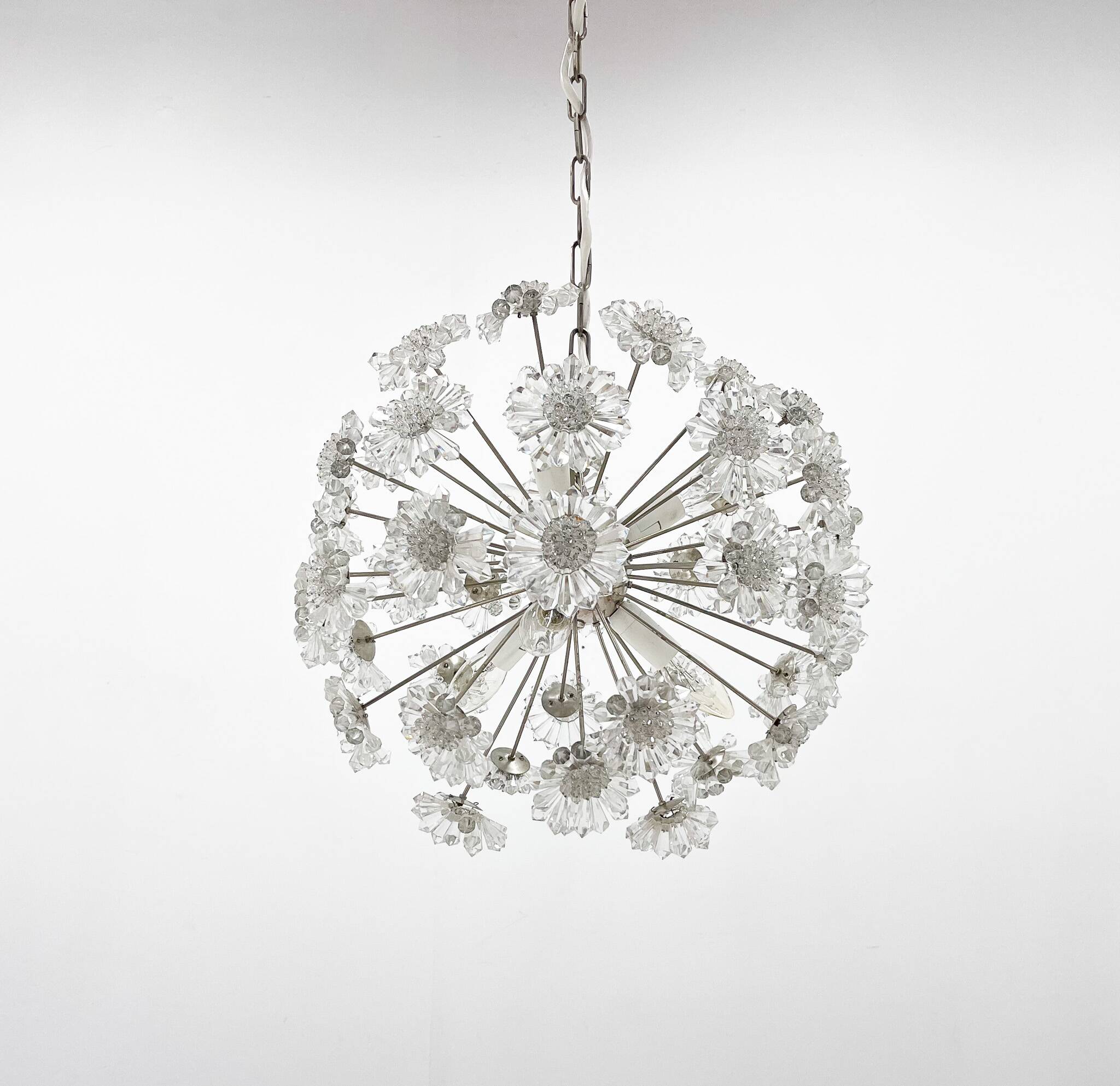 Design Space age Dandelion / Sputnik Chandelier by Preciosa, 1970s