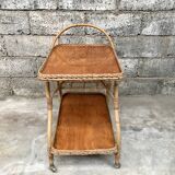 Rolling dessert in woven wicker bamboo rattan with 1950 bottle holder