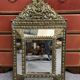 Old repoussé brass pareclose mirror