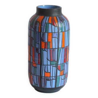 Vase à décor patchwork en céramique par Alvino Bagni, Italie, 1960s