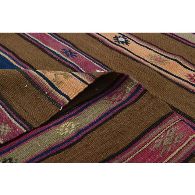1970s Vintage Turkish Oushak Handmade Wool Cotton Brown Area Rug 167x229