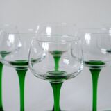 set of 5 dark green stemmed glasses Made in France Luminarc, 1970 - 16.5cm