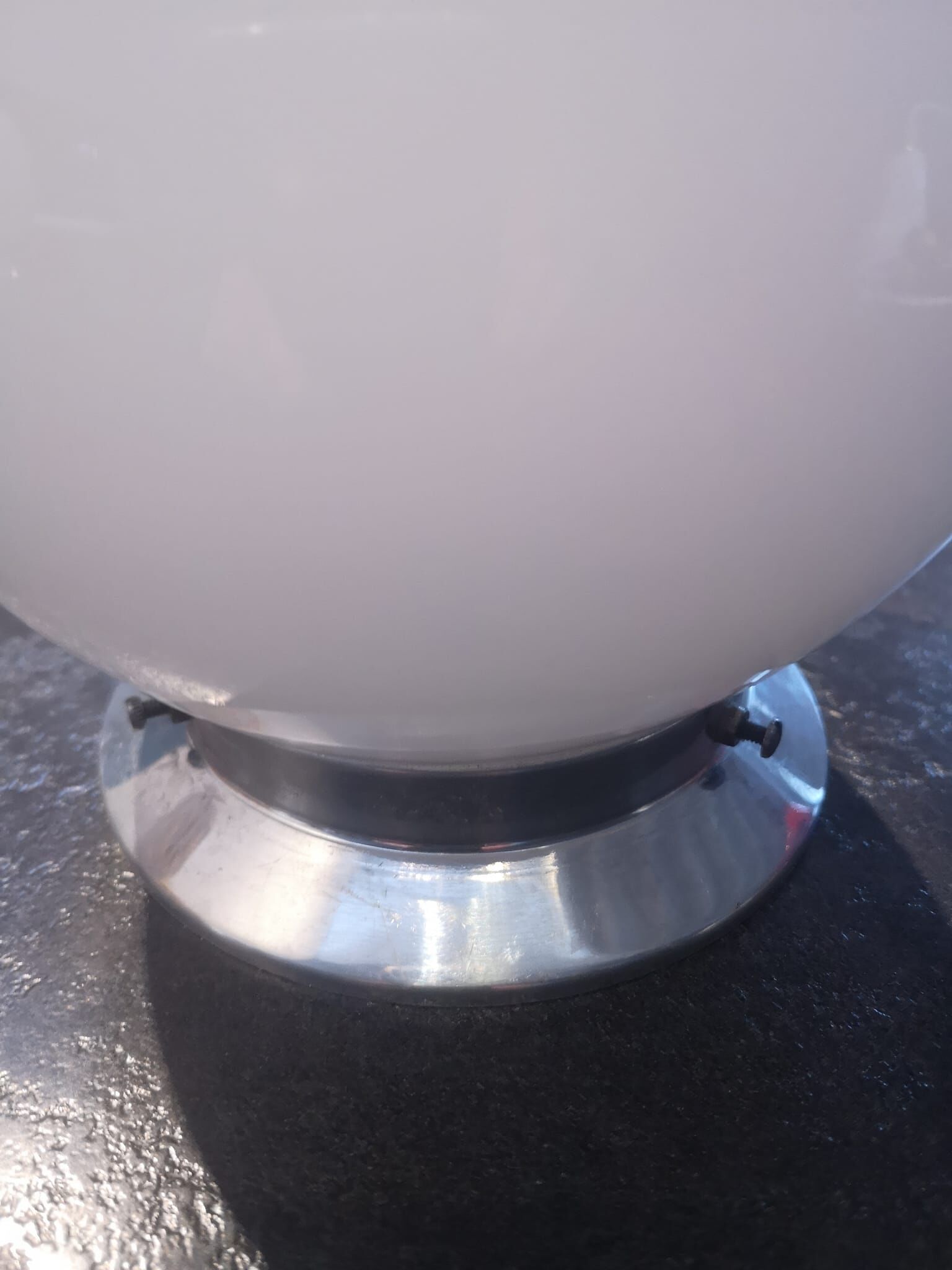 Ceiling lamp old opaline globe white base metal art deco 1930 ø 15 cm 1