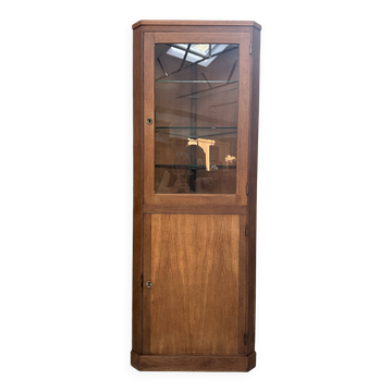 Vintage glass corner unit in oak (renovated)