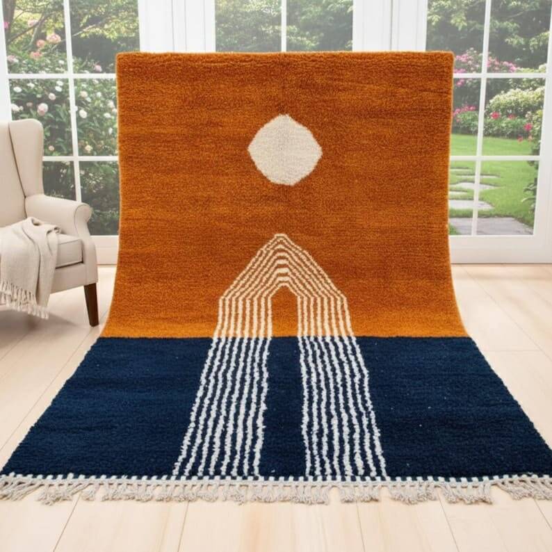 Handmade Moroccan wool Berber rug, size 150 x 250 cm.