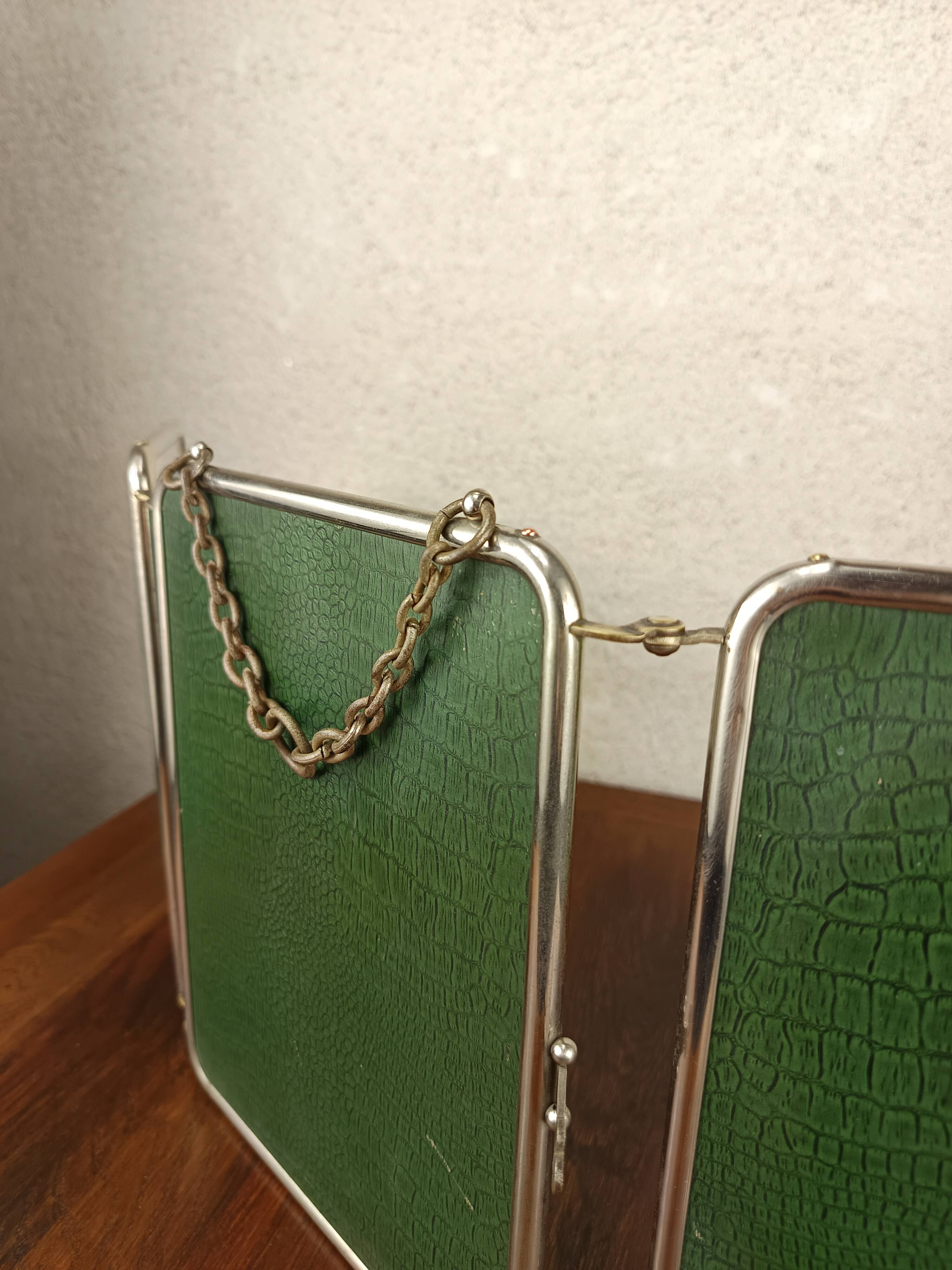 Miroir triptyque vert vintage