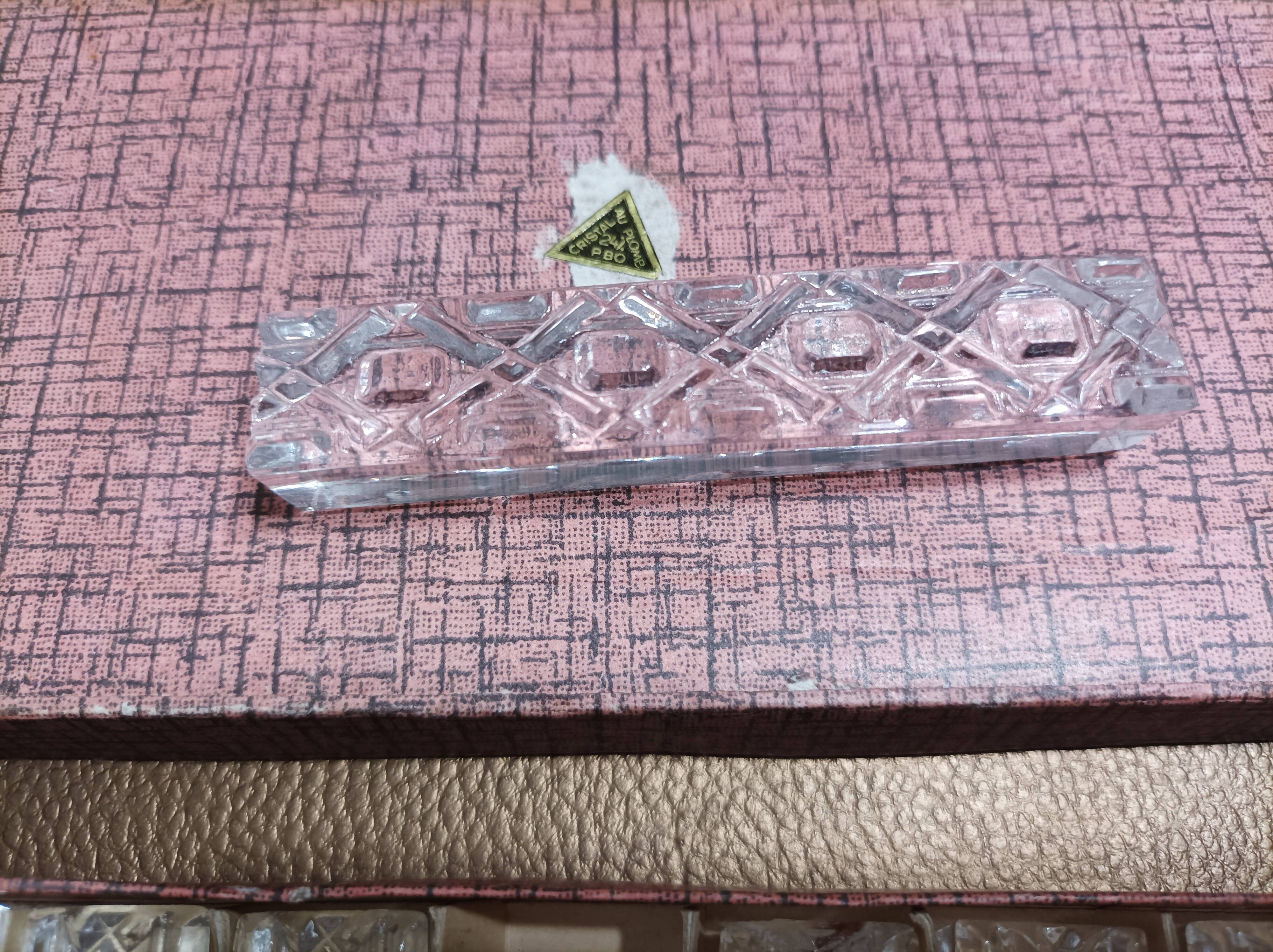 12 Antique glass knife holders with their original Lead Crystal box