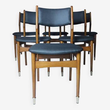 Lot de 6 chaises scandinaves pour salle à manger, tissu gris acier, facile d'entretien