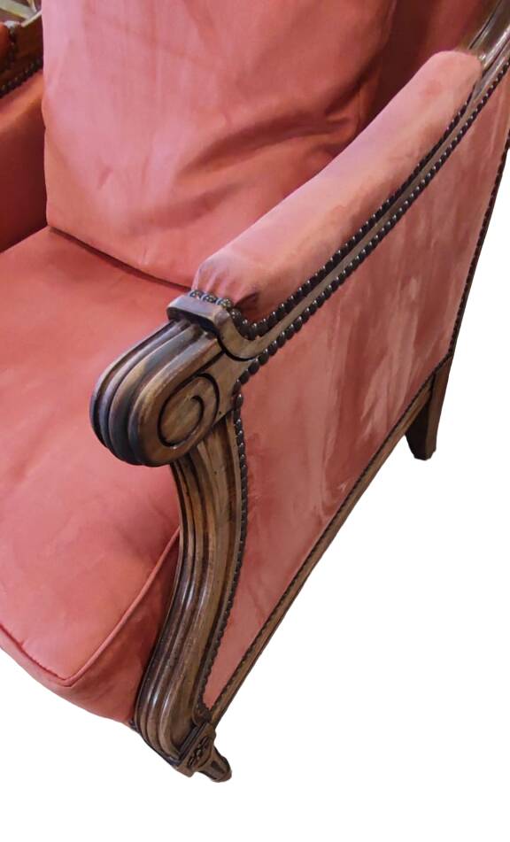 Vintage Louis XVI style armchairs by designer Pierre Counot Blandin in good condition. Wooden frame