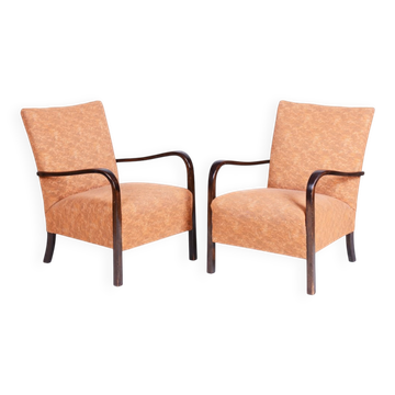 Set of Art Deco Armchairs in Beech, 1930s