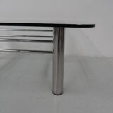 Table basse chromée avec verre années 1970