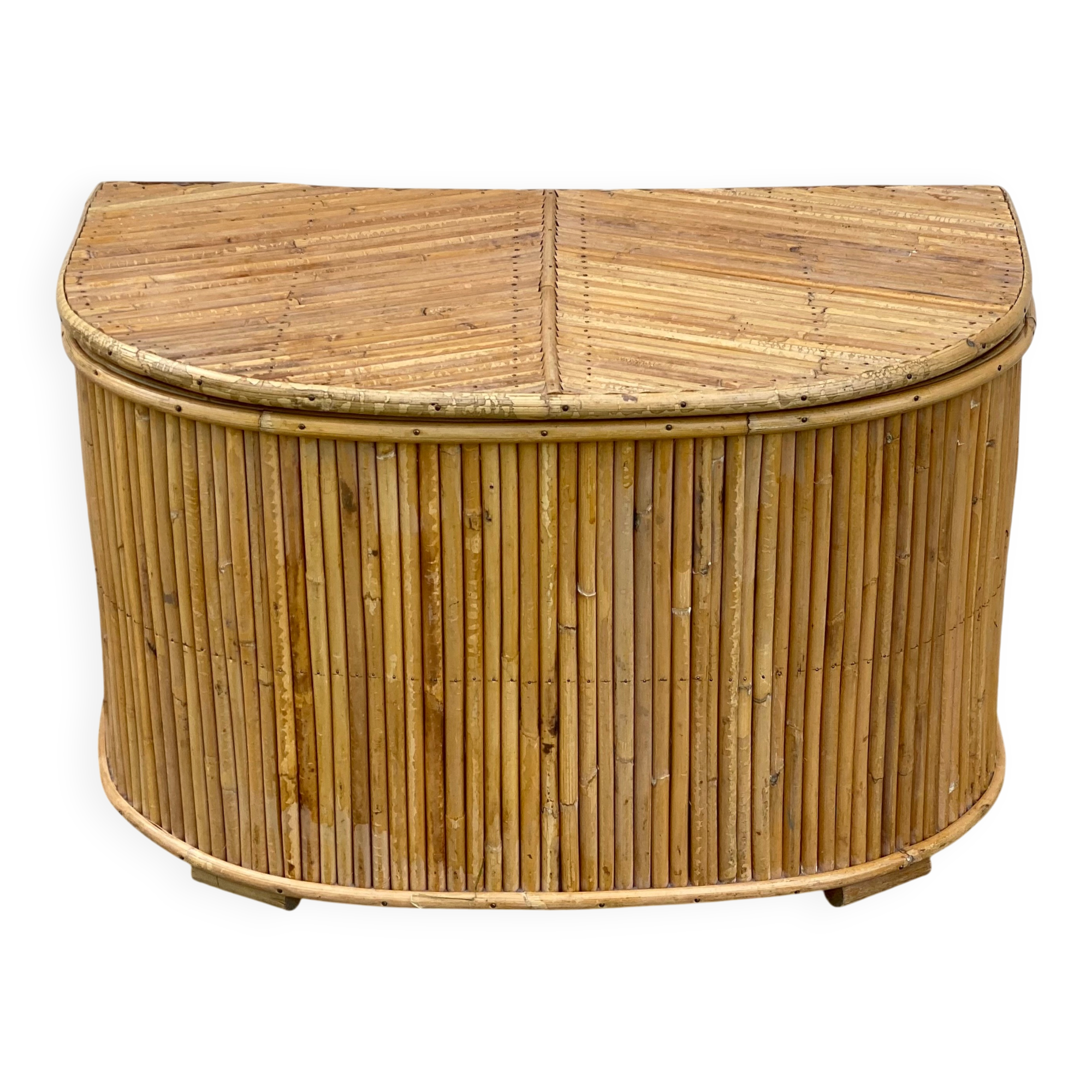 Petit coffre rotin vintage 1960