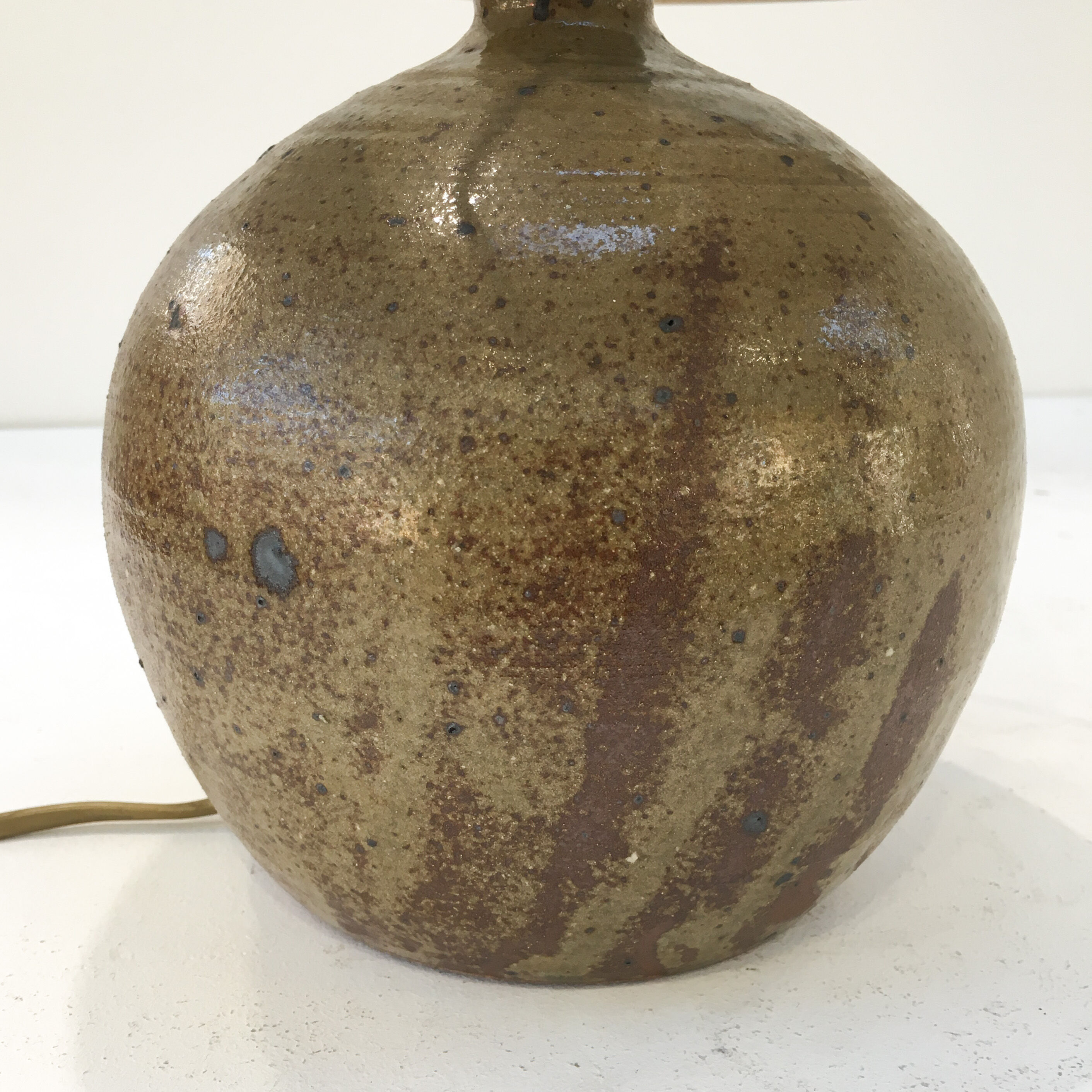 Pyrite stoneware lamp and wool lampshade