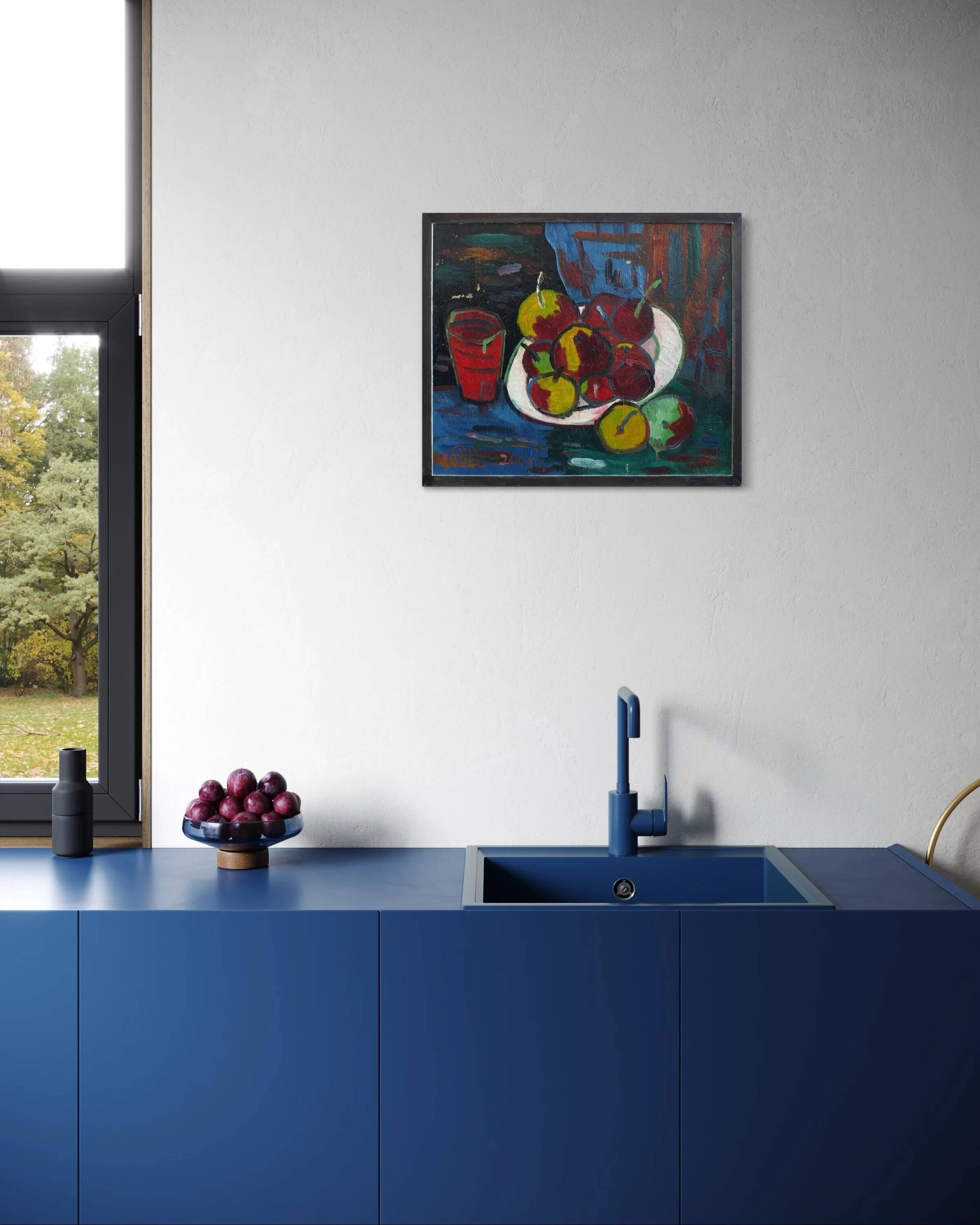 Uldis Rēdelis still life painting "With red vessel" | Latvia | 2005