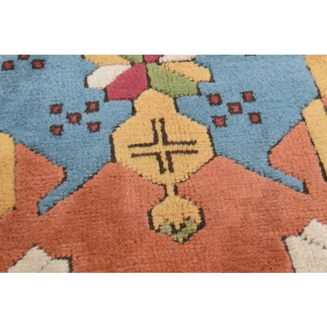 1970s Vintage Turkish Oushak Handmade Wool Cotton Orange Area Rug 175x329