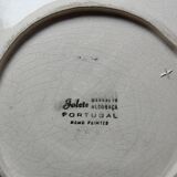 Covered sugar bowl and saucer in ceramic from Alcobaça, Portugal, vintage.