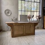 Two-sided central island counter in pine 220cm