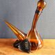 Vintage Amber Glass Wine Carafe - Artisan Decanter in Porron Style