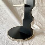 Vintage side table in glass, wood and aluminum