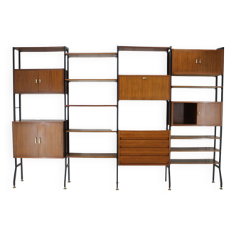 1960s Mahogany Shelving System, Italy