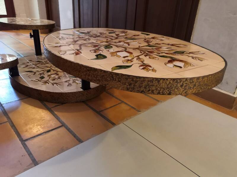 Georges Pelletier Vallauris La Roue Magnolias Vintage Coffee Table