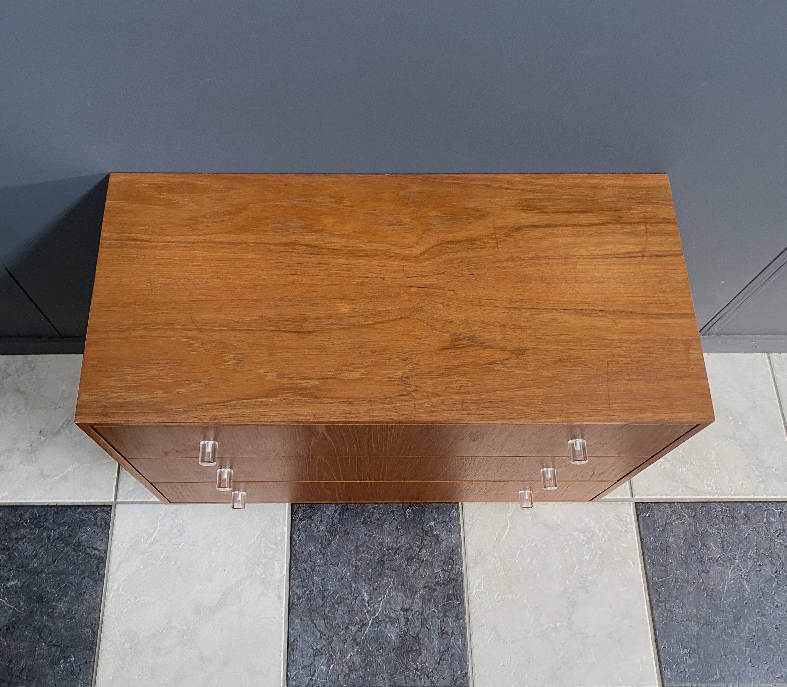 Teak chest of drawers 1970s with perspex handles