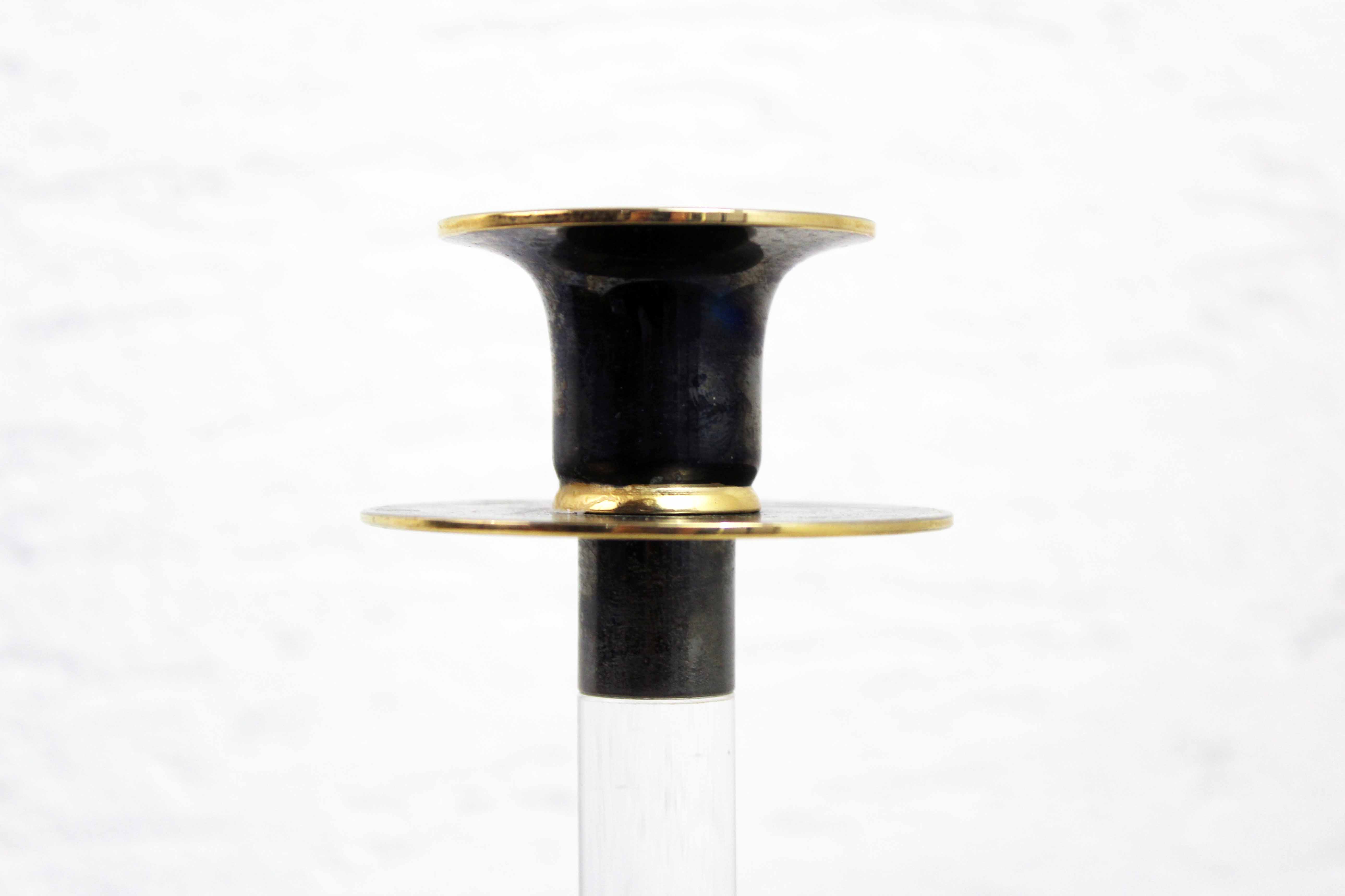 Vintage candle holder in lucite and brass