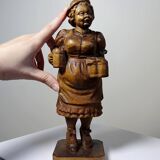 Subject "The Beer Waitress" in carved wood Ludwig Roger Germany years