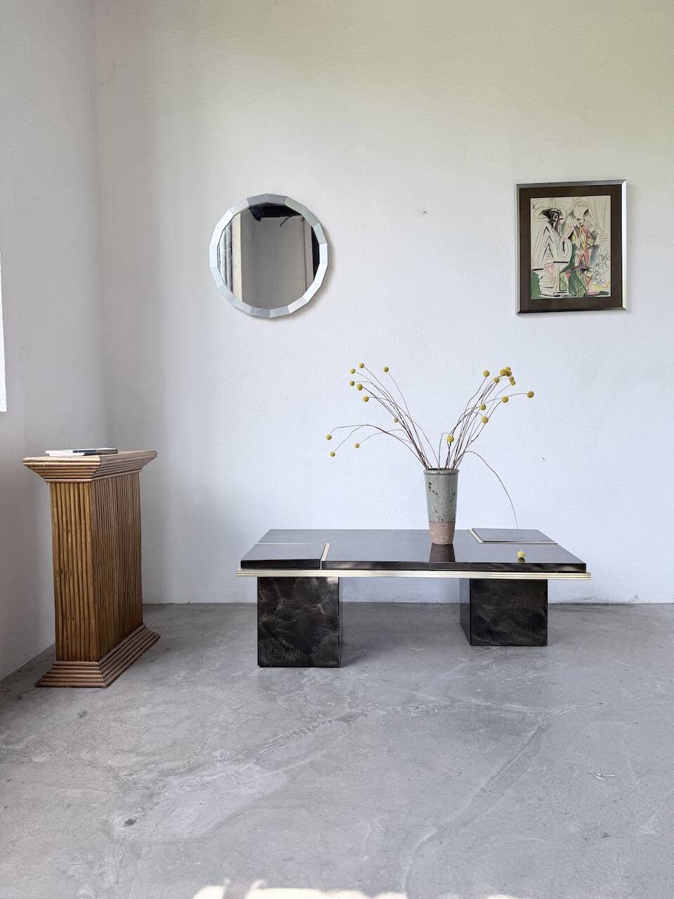 "Rizzo" lacquered and brass coffee-bar table from the 1970s.