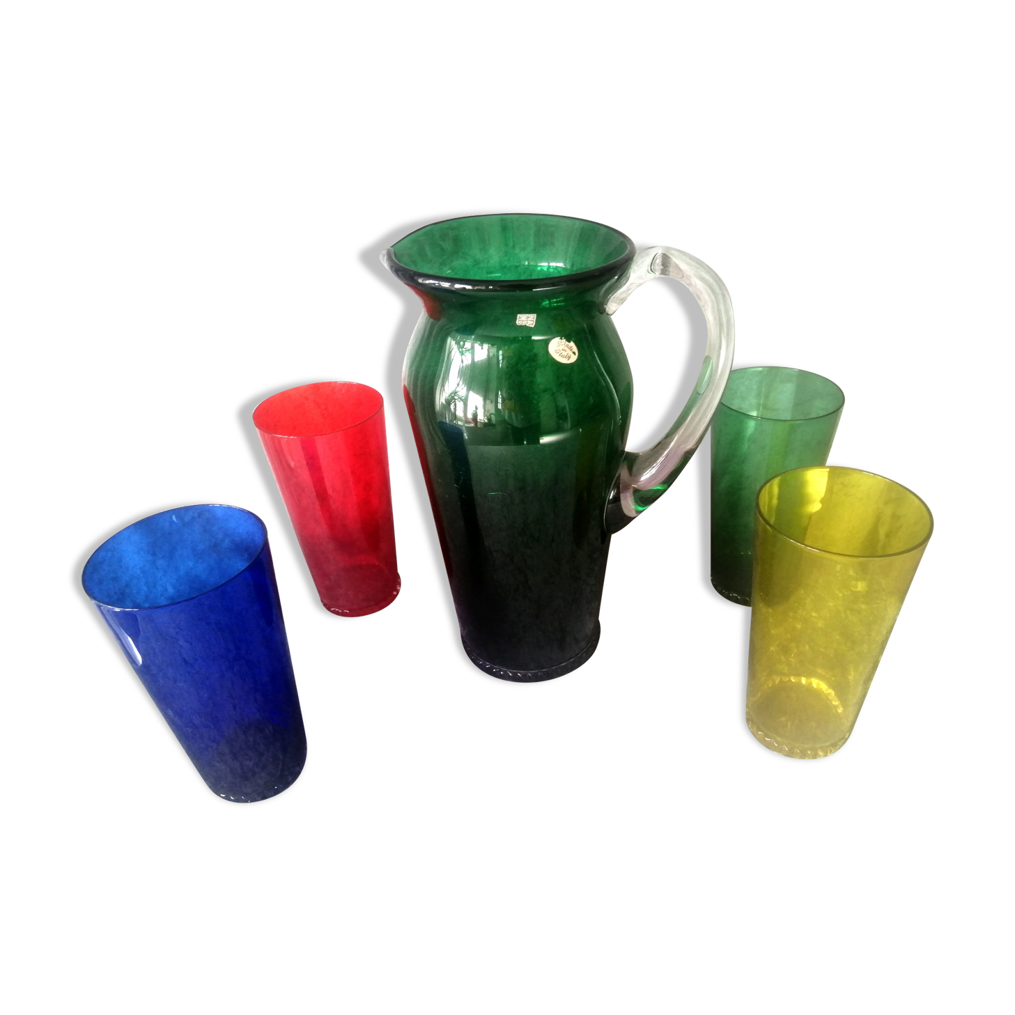 Service in orangeade signed nason moretti murano 50s, 5 pieces