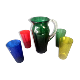 Service in orangeade signed nason moretti murano 50s, 5 pieces